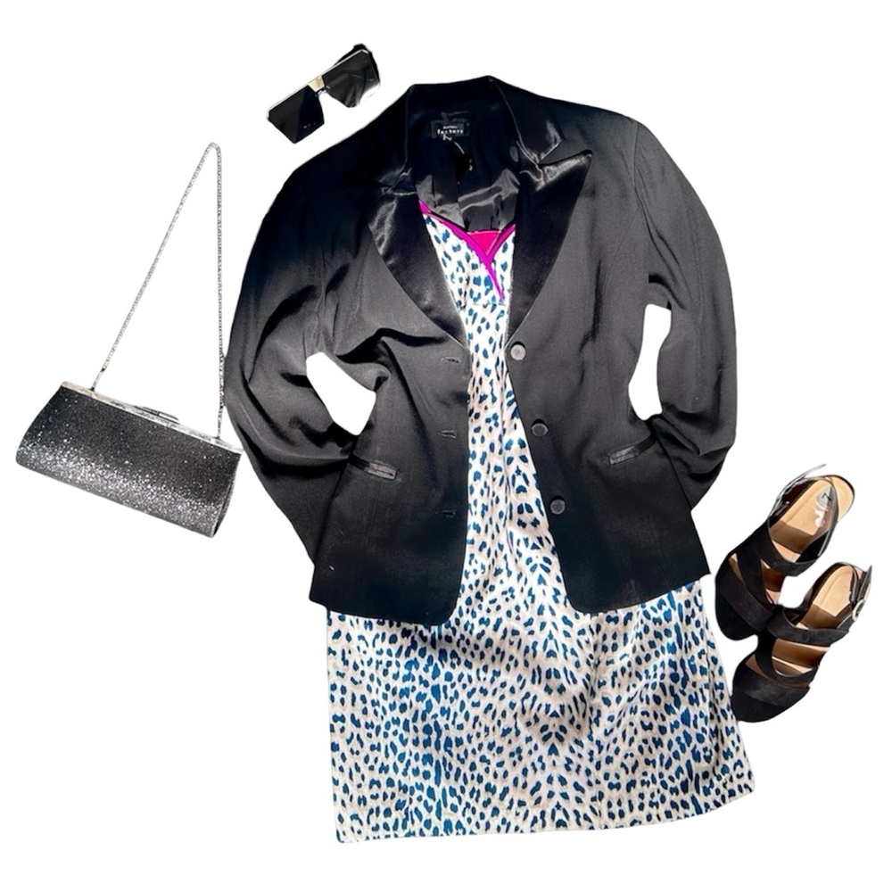 Blue Leopard Print Mini Dress